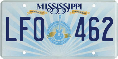 MS license plate LFO462