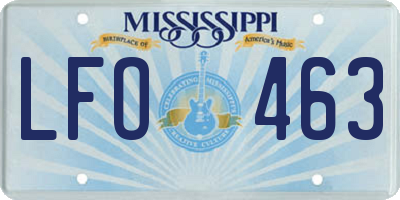 MS license plate LFO463