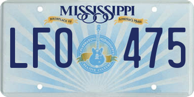 MS license plate LFO475