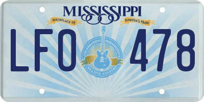 MS license plate LFO478