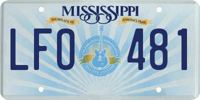 MS license plate LFO481