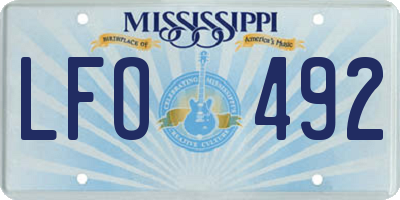 MS license plate LFO492