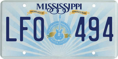 MS license plate LFO494