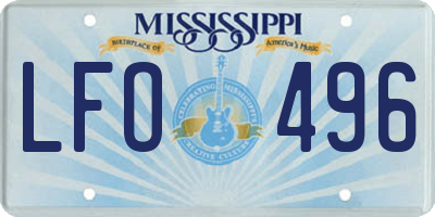 MS license plate LFO496