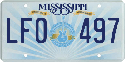 MS license plate LFO497