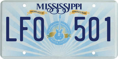 MS license plate LFO501