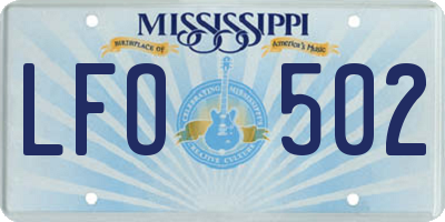 MS license plate LFO502