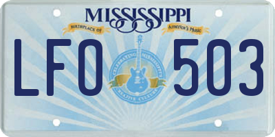 MS license plate LFO503