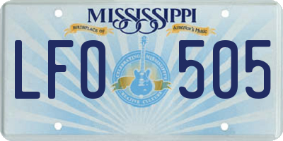 MS license plate LFO505