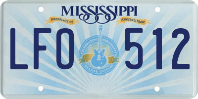 MS license plate LFO512