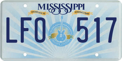 MS license plate LFO517