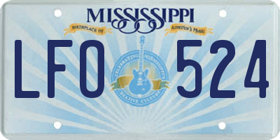 MS license plate LFO524