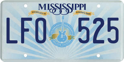 MS license plate LFO525