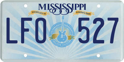 MS license plate LFO527