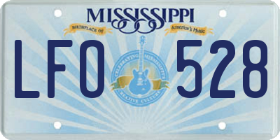 MS license plate LFO528