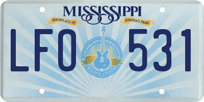 MS license plate LFO531