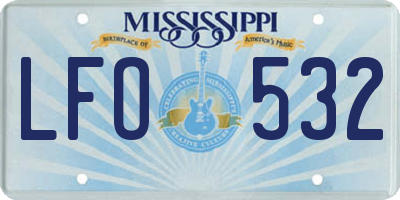 MS license plate LFO532