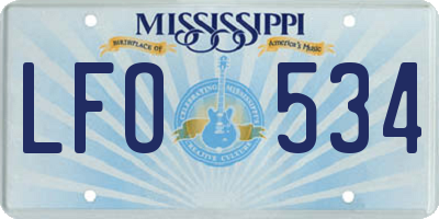 MS license plate LFO534