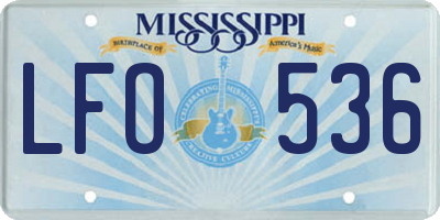 MS license plate LFO536