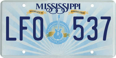 MS license plate LFO537