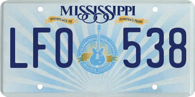 MS license plate LFO538