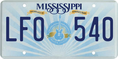 MS license plate LFO540