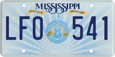 MS license plate LFO541