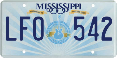 MS license plate LFO542