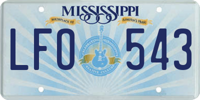 MS license plate LFO543
