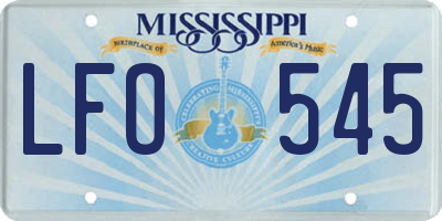 MS license plate LFO545