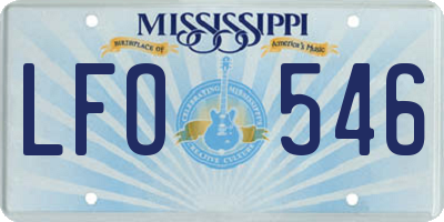 MS license plate LFO546