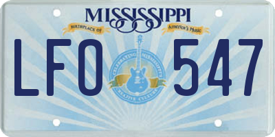 MS license plate LFO547