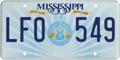 MS license plate LFO549