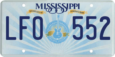 MS license plate LFO552