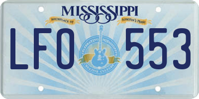 MS license plate LFO553