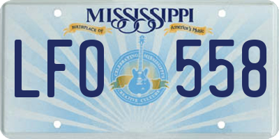 MS license plate LFO558