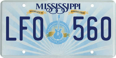 MS license plate LFO560