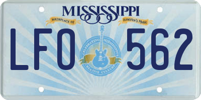 MS license plate LFO562