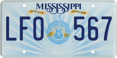 MS license plate LFO567
