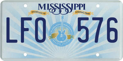 MS license plate LFO576