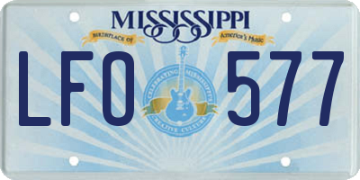 MS license plate LFO577