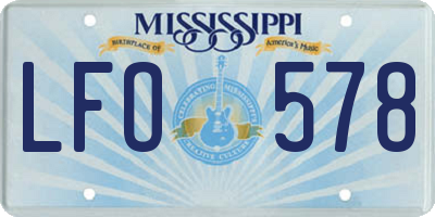 MS license plate LFO578