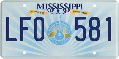 MS license plate LFO581