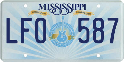 MS license plate LFO587