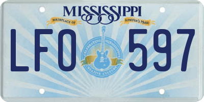 MS license plate LFO597
