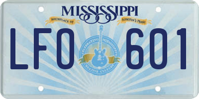 MS license plate LFO601