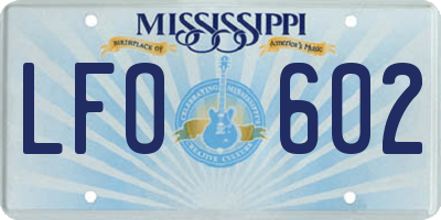 MS license plate LFO602