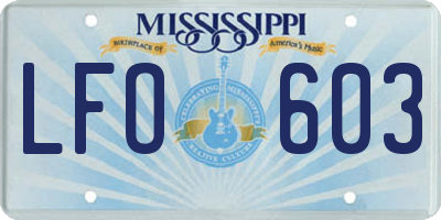 MS license plate LFO603