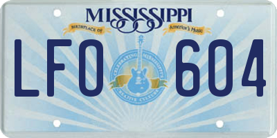 MS license plate LFO604