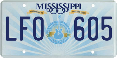 MS license plate LFO605